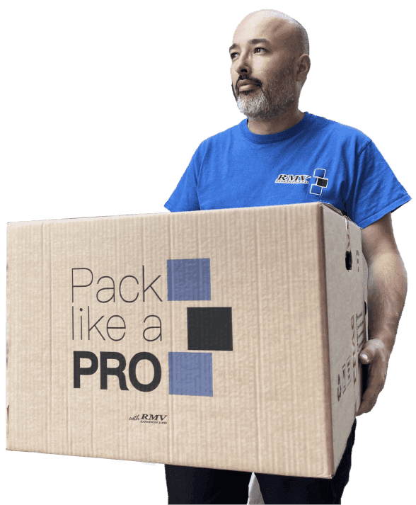 RMV mover holding a large Pack like a PRO moving box